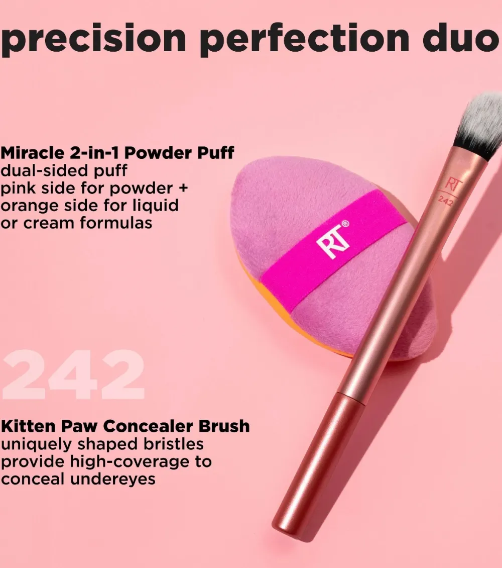 Duo de brocha + esponja Precision Perfection>Real Techniques New