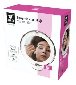 Espejo de maquillaje 360° con Iluminación LED TH-BY18>Thulos Clearance