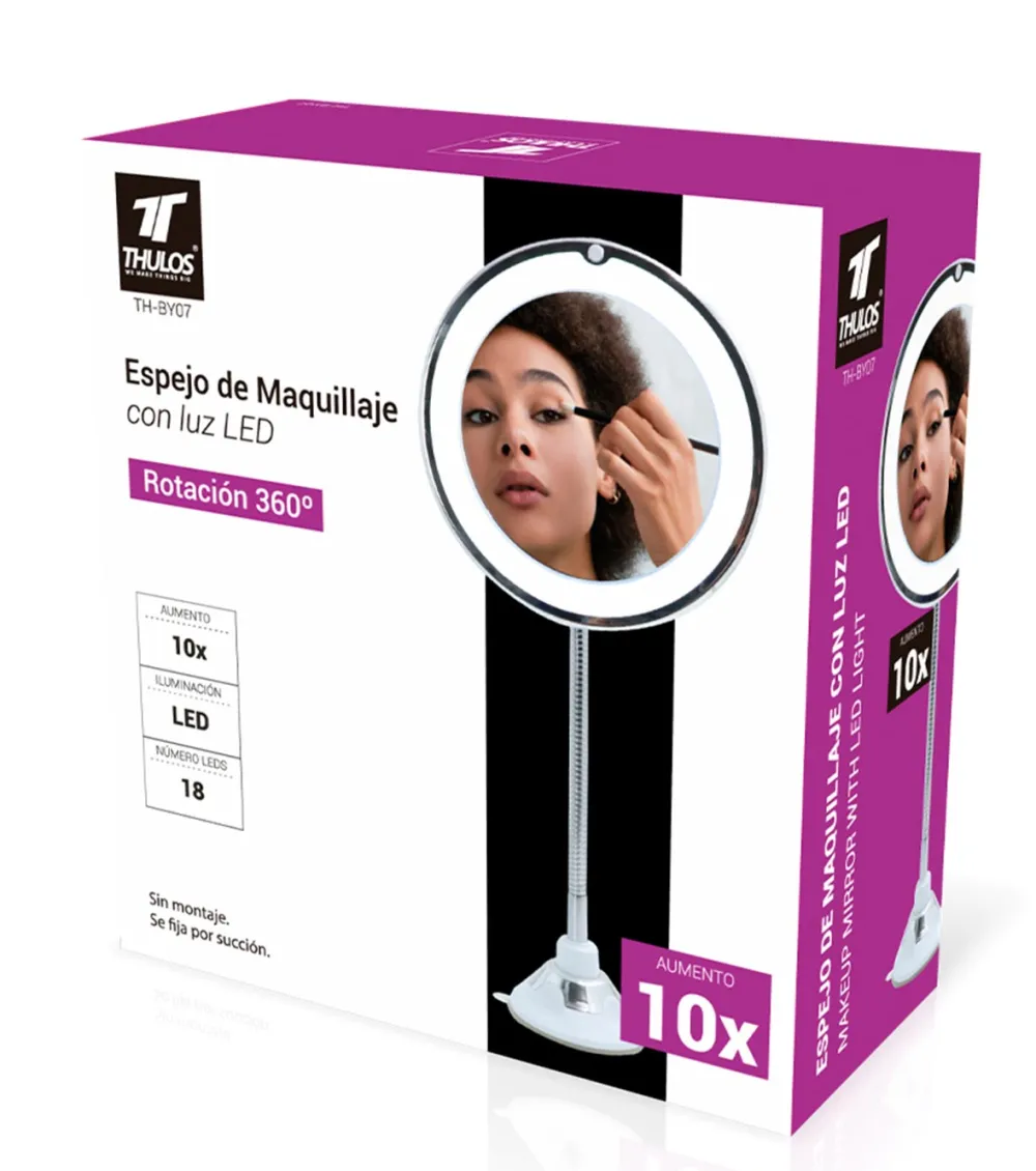 Espejo de maquillaje 360° con Iluminación LED TH-BY07>Thulos New