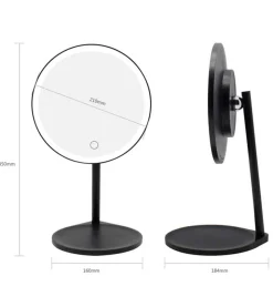 Espejo de tocador negro recargable con Iluminación LED Regulable>MQBeauty