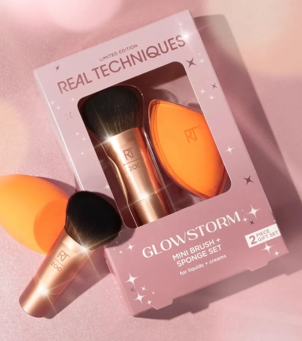 *Holidays 24* - Set mini brocha + esponja Glowstorm>Real Techniques Best