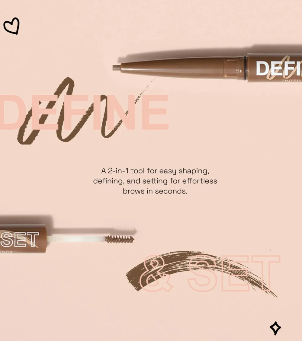 Lápiz de cejas + Gel con color Define & Set - Dark Brown>Technic Cosmetics Clearance