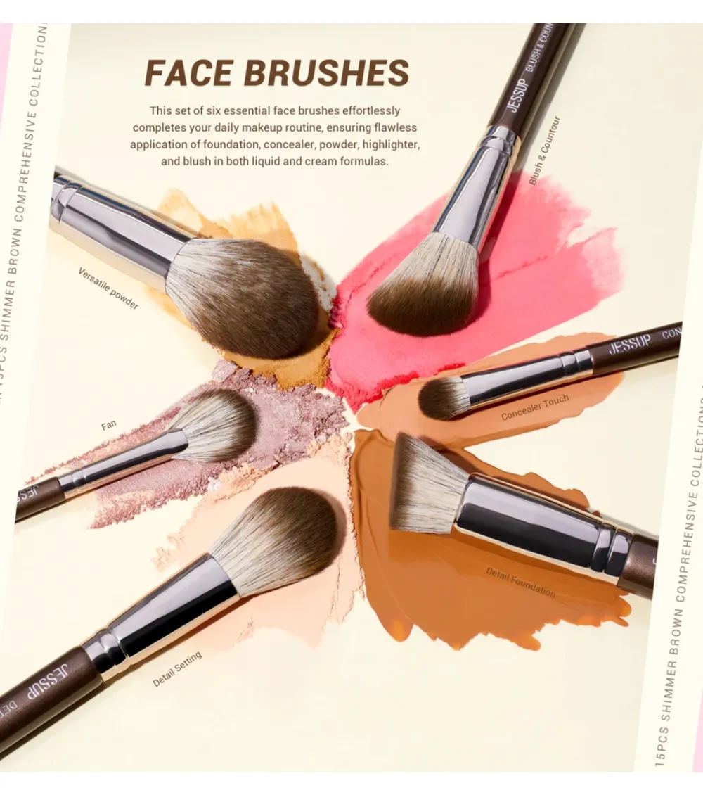 *Makeup Essentials in a Box* - Set de 15 brochas - Shimmer Brown>Jessup Beauty Best