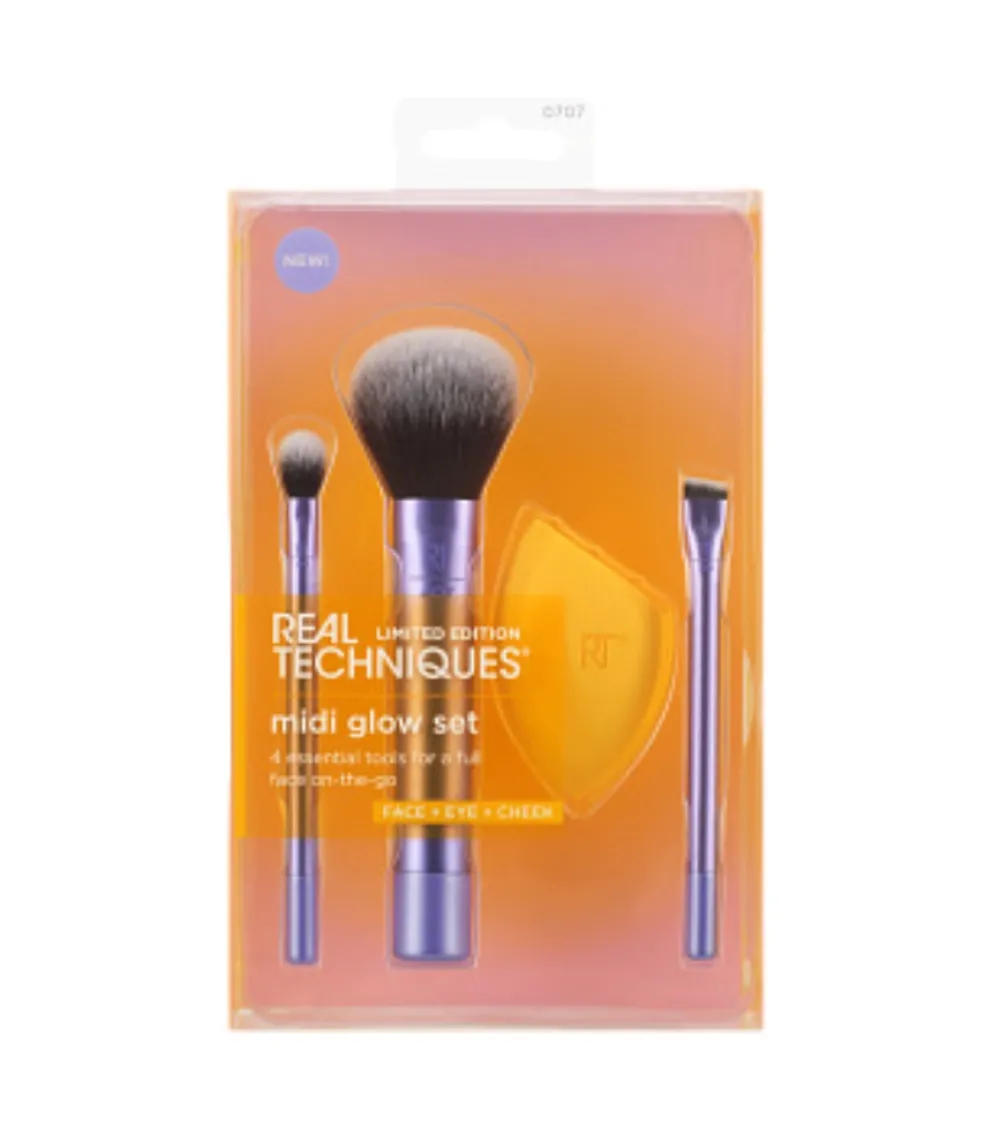 *Night brights* - Set de brochas + esponja Midi Glow>Real Techniques Best