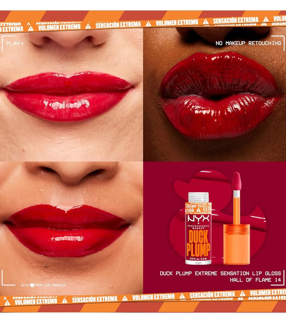 - Brillo de labios voluminizador Duck Plump - 14: Hall Of Flame>NYX Professional Makeup Online