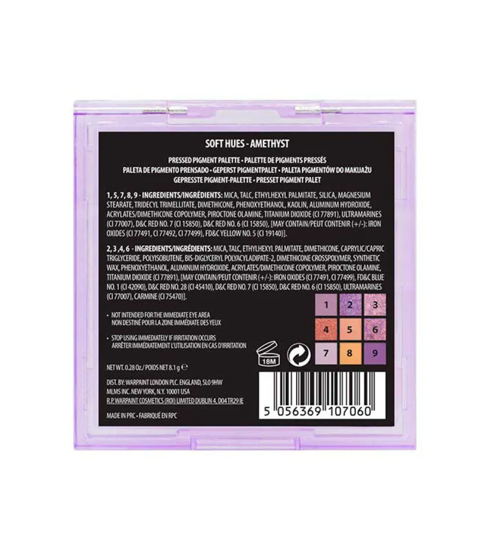 Paleta de pigmentos prensados Soft Hues - Amethyst>W7 Hot
