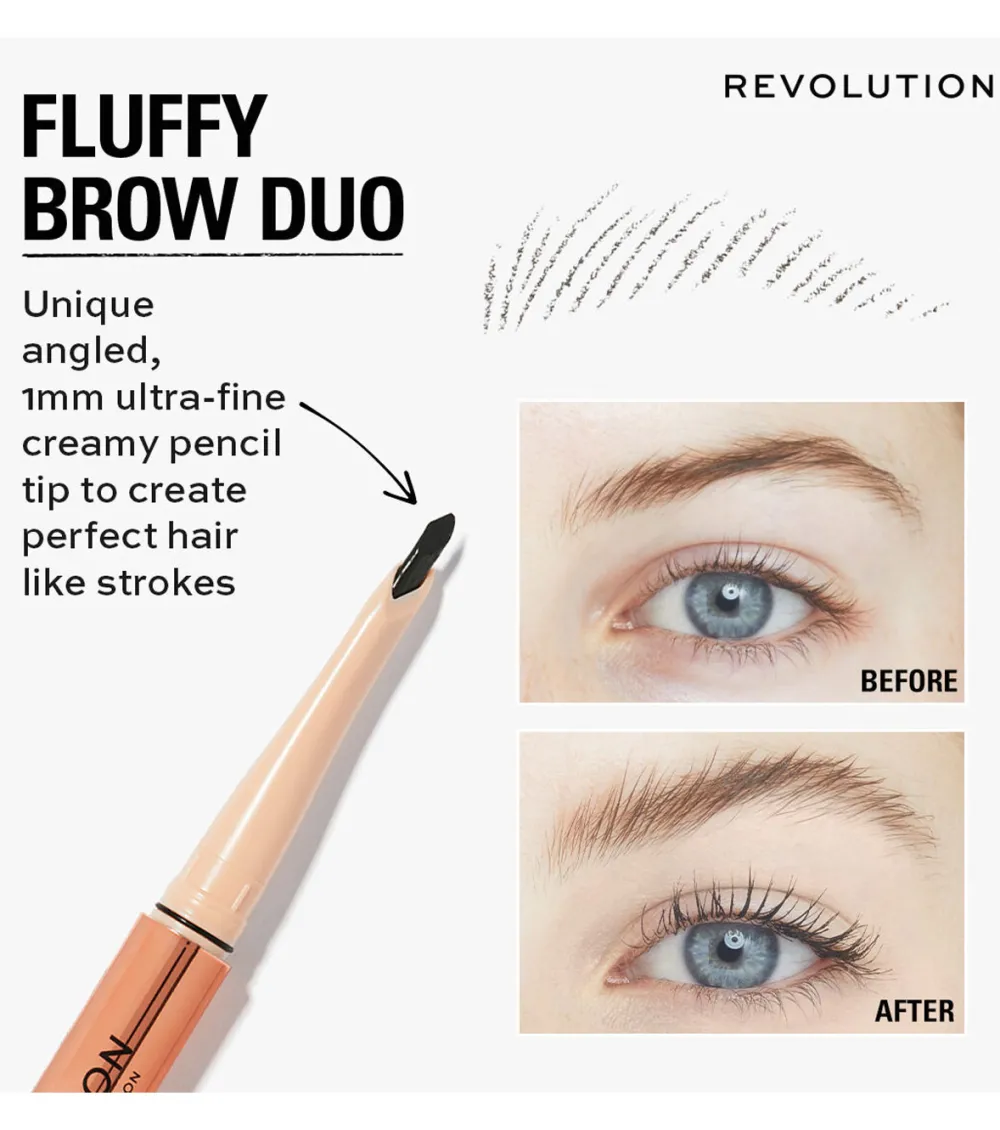 Revolution - Lápiz de cejas Fluffy Brow Filter Duo - Ash Brown>Makeup Revolution Sale