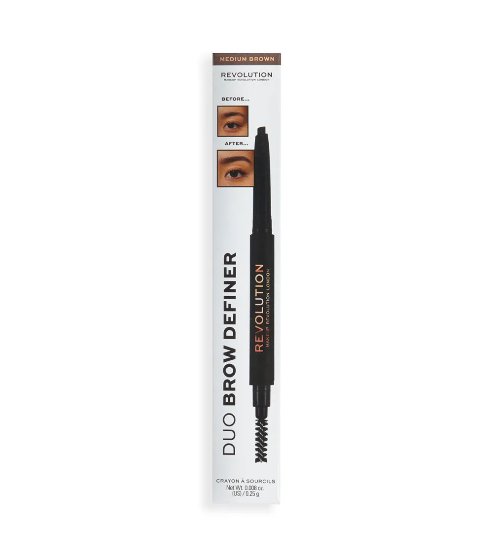 Revolution - Lápiz para cejas Duo Brow Definer - Medium Brown>Makeup Revolution Sale