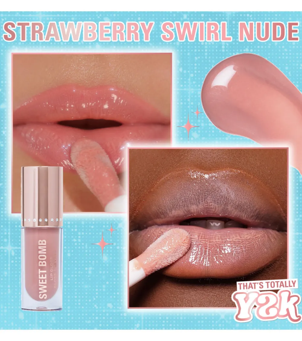 Revolution - *Y2K Baby* - Brillo de labios Sweet Bomb - Strawberry Swirl Nude>Makeup Revolution Clearance