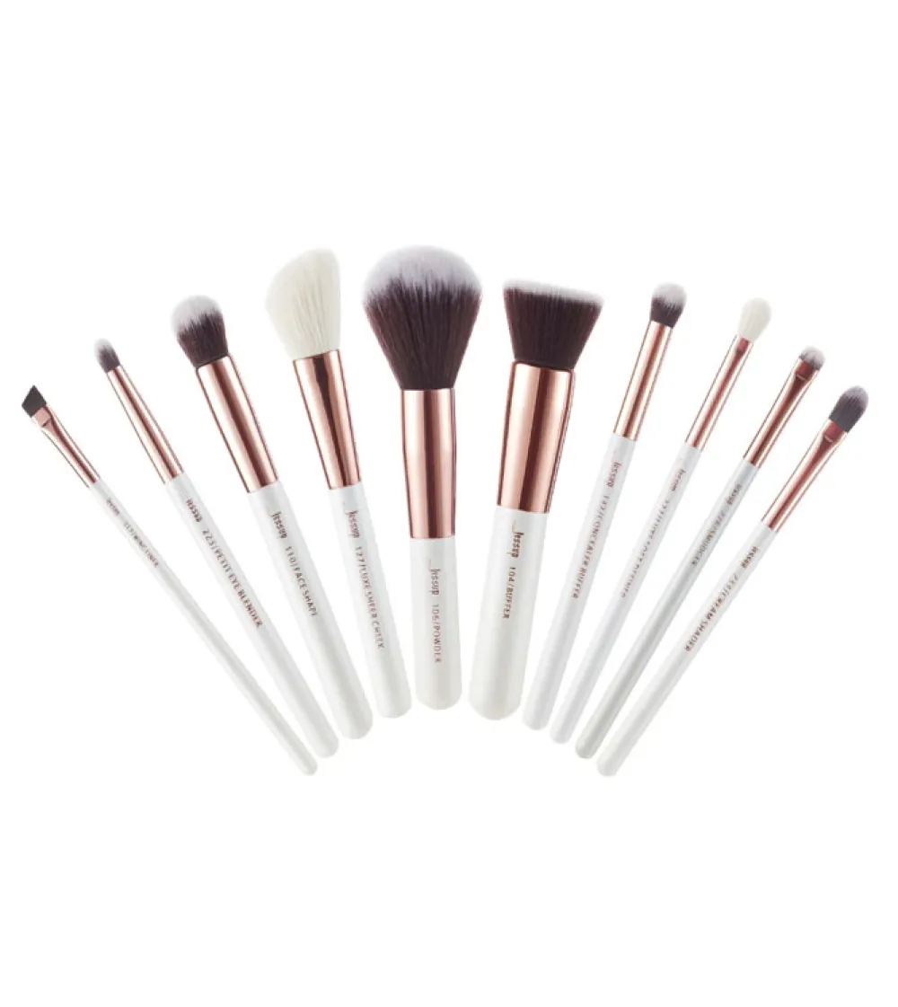 Set de brochas 10 piezas - T216: White/Rose Gold>Jessup Beauty Best