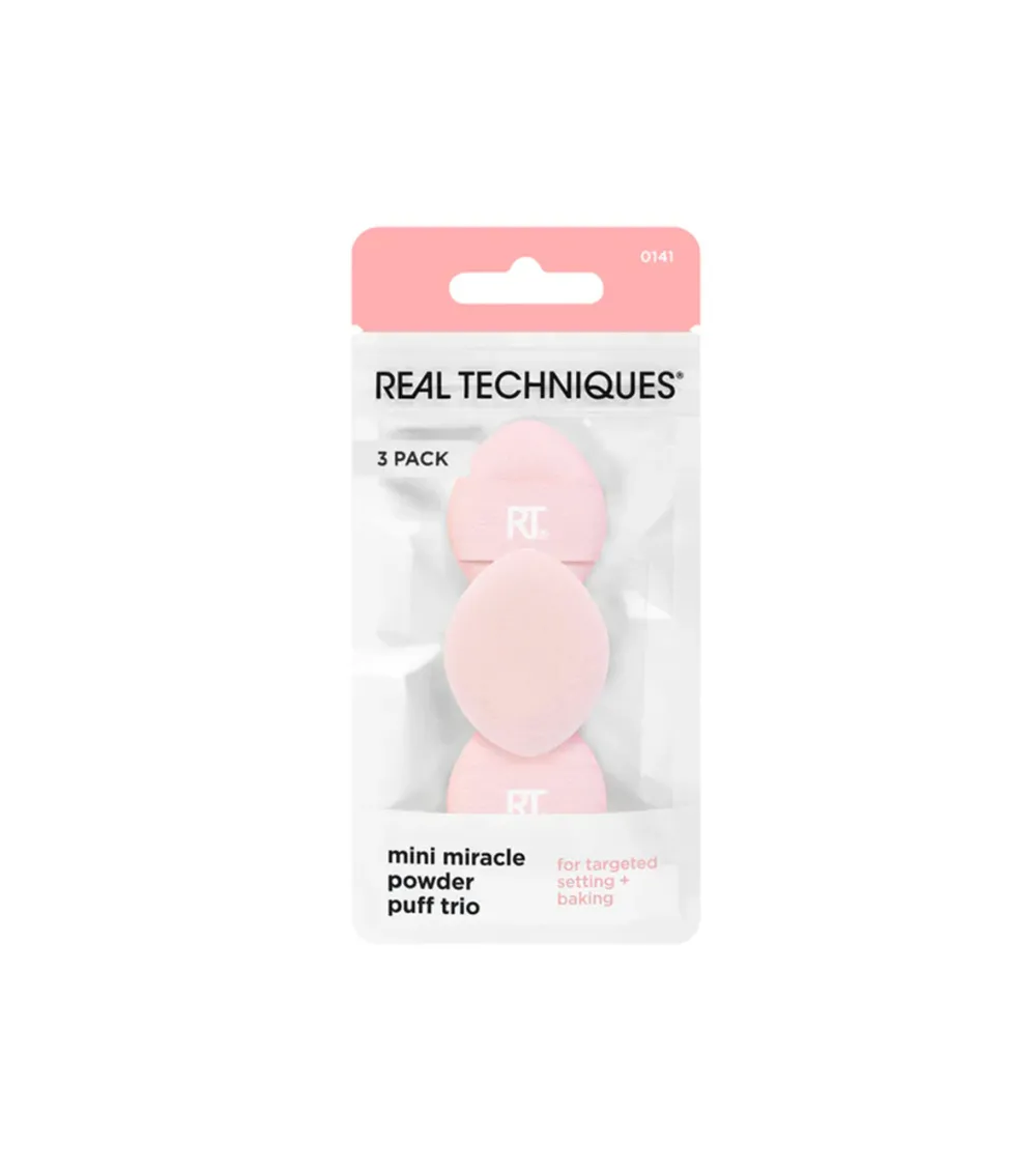 Trío de mini borlas de maquillaje para polvo Miracle>Real Techniques