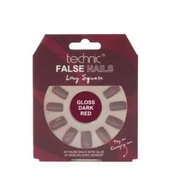 Uñas postizas False Nails Long Square - Gloss Dark Red>Technic Cosmetics Outlet
