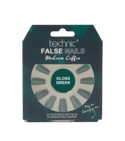 Uñas postizas False Nails Medium Coffin - Gloss Green>Technic Cosmetics